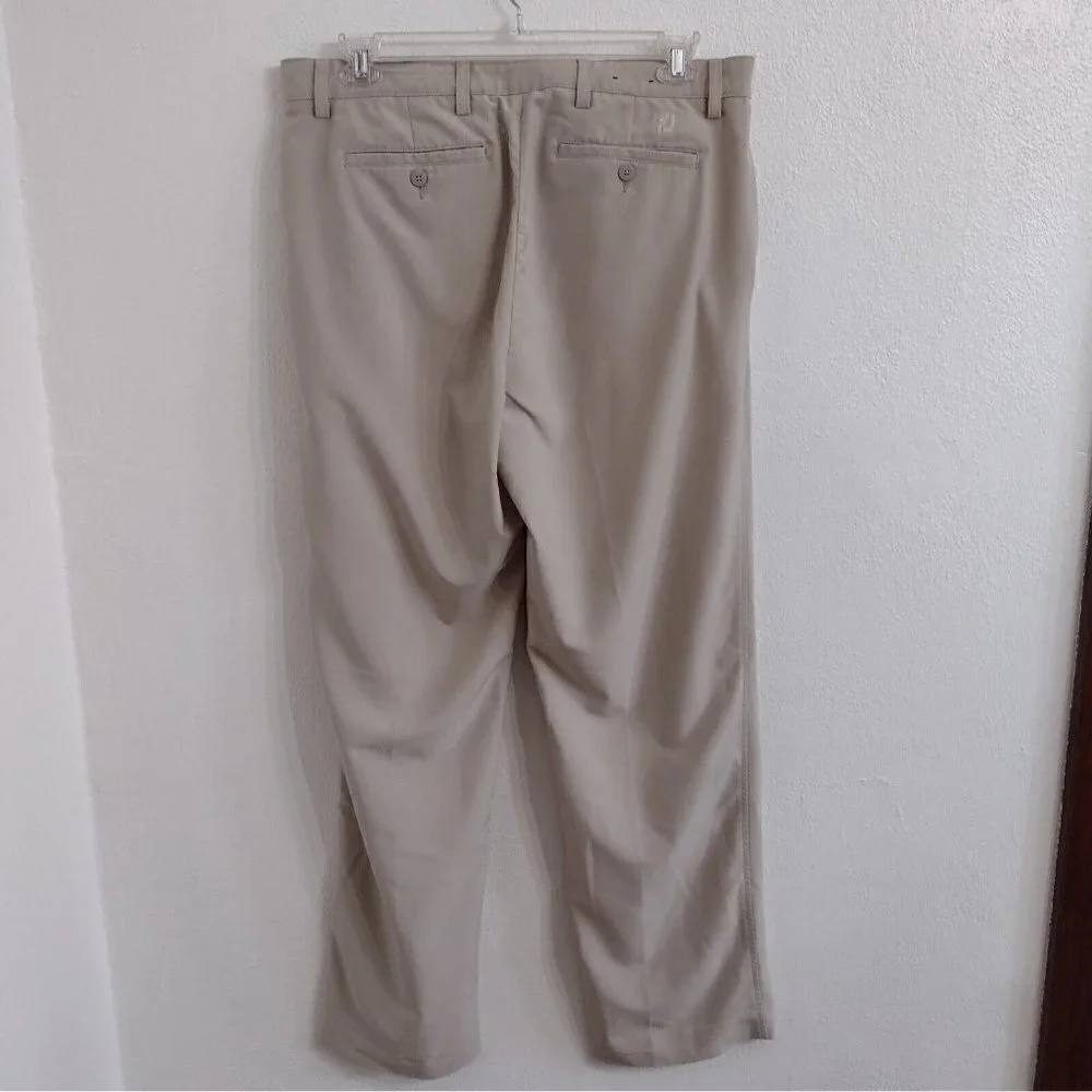 FootJoy Performance Pants Mens 36 X 32 Golf Stretch Beige Button Front Chino